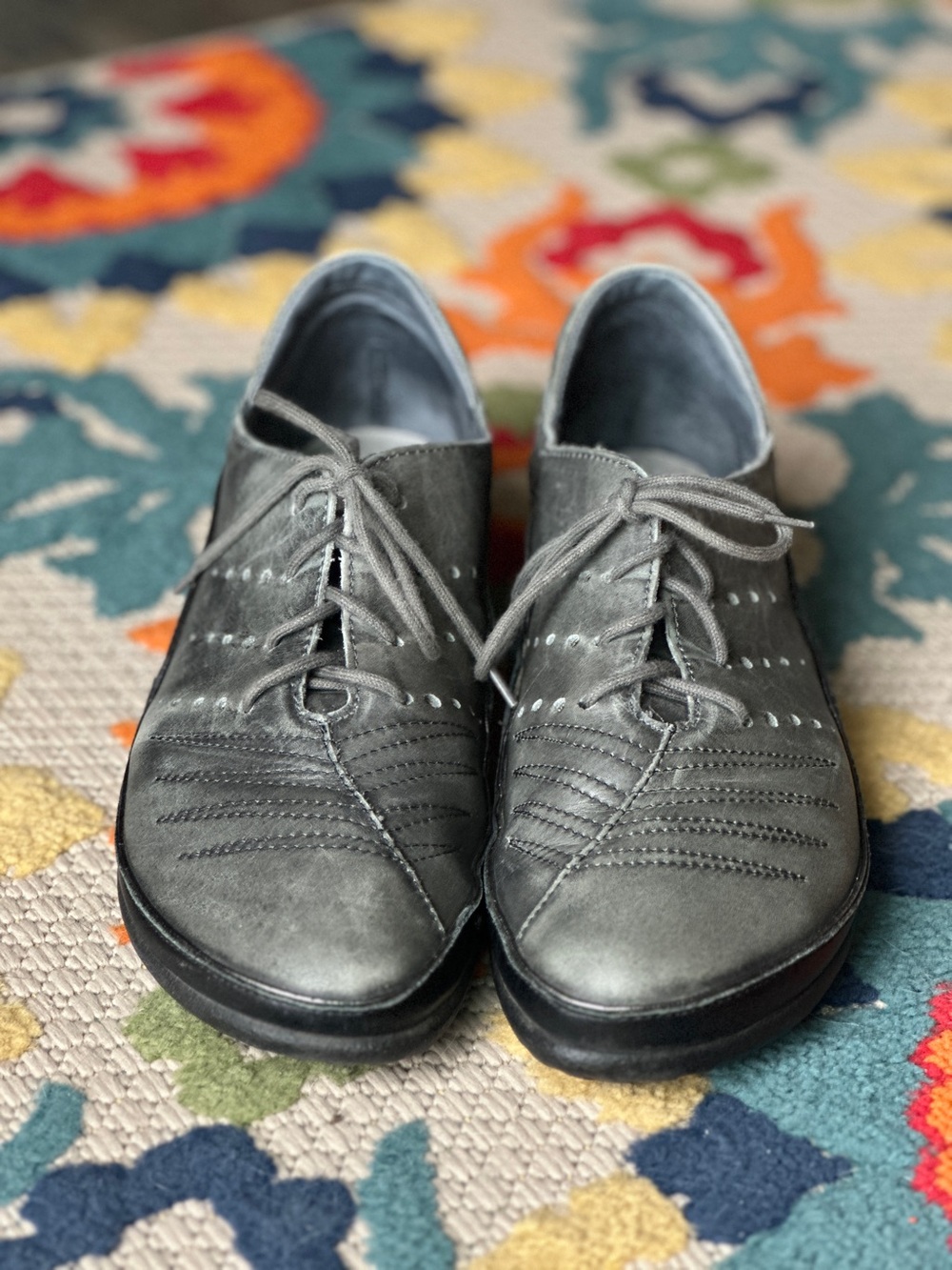 Naot Kumara Gray Leather Lace Up Comfort Shoes Koru Collection Women’s 8 EU 39